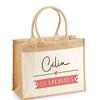 Beach Bag - PLANETEE - Jute with Celia On Vacation Pocket - Cotton - 43 X 33 Cm - Multicolored