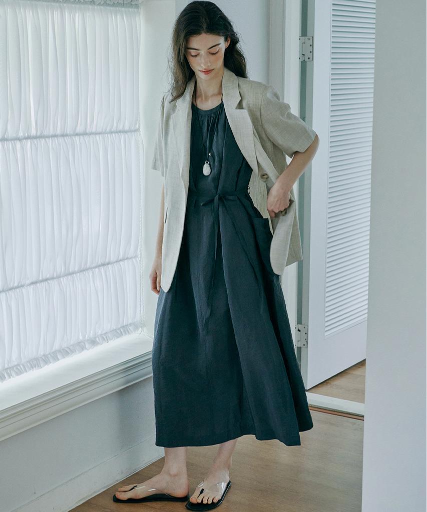 Marop 7106 Sleeveless Long Dress (Dark Gray)