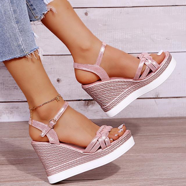 Women Summer Wedge Heel Sandals Platform Sandals Strap Open Toe Chunky Bottom Casual Shoes