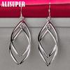 925 Sterling Silver Geometric Surround Twist Drop Earrings Jewelry