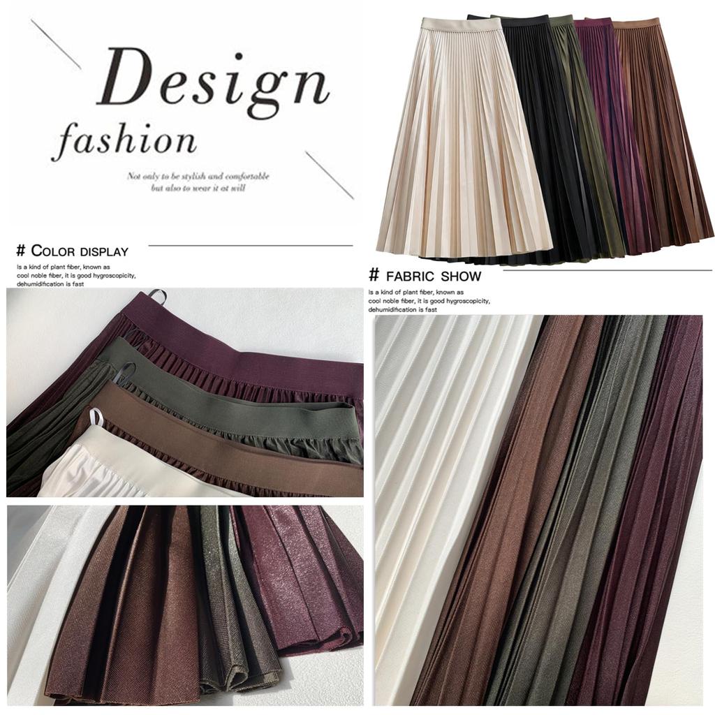 Long Skirt for Pleated Flared High Plus Relaxed Slimming Winter [POGCZMKK] Women, Skirt, Skirt, Stylish, Waist, Sizes, Fit, Effect, Elegant,