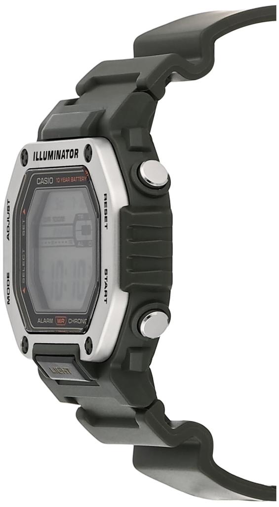 Casio LED Illuminator Second Stopwatch Daily Alarm Watch Modern 10-Year 1/100 Men's MWD-110H-3AV, Green, Green,