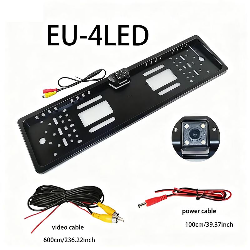 4/8/12LED European License Plate Rearview Camera Frame Reverse Backup Camera Night Vision for Truck Car SUV, Camper Pickup