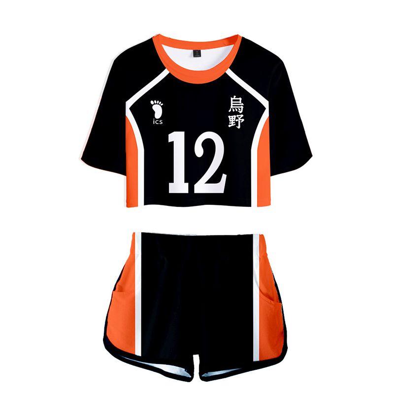 Vibrant Haikyuu Karasuno Nekoma High School 3d Printed Women Costume Comfortable Short Sleeve Tshirt And Shorts