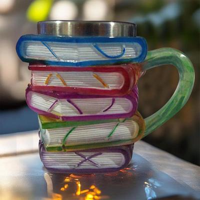 Book Cup Cappuccino Mug with Handle Creative Cup for Morning Break Cafe Study Bookshelf Reading Bookstore Collection Kitchen