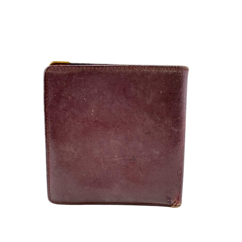 Cartier Ražené logo kožená peněženka Must Line Bifold Červená kůže Dámská Použitá
