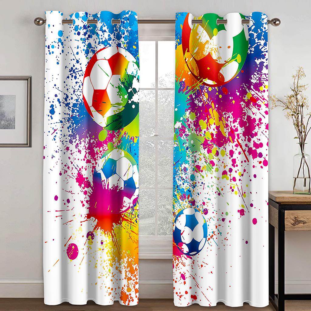 Cool ball curtain football basketball football baseball, a set of two pieces, home bedroom living room curtain