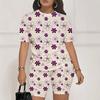 Flowers 1116 Summer New Versatile Letter Printing Suit European and American Women's Clothing Daily Casual Short-sleeved Shorts