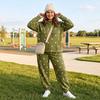 Women's Polka Dot Two Piece Set Hooded Sweatshirt and Jogger Pants Casual Wear
