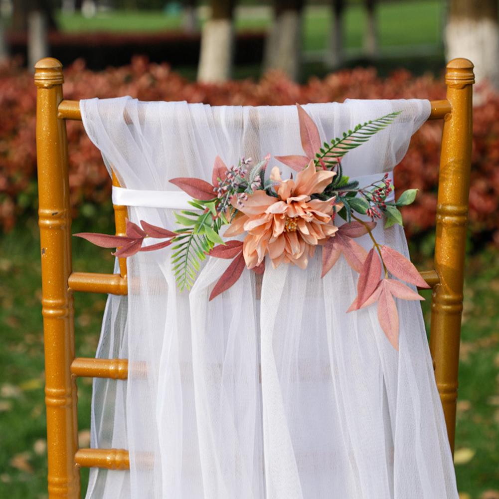 Wedding Chair Flower Decoration Artificial Flower Arrangement For Wedding Party Chair Back Banquet Chair Decoration