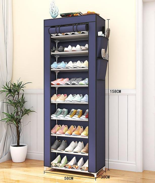 Shoe Rack with Dustproof Covers - Heavy Duty Steel Storage Organizer , Industrial Shoe Shelf for Garage/Entryway Design
