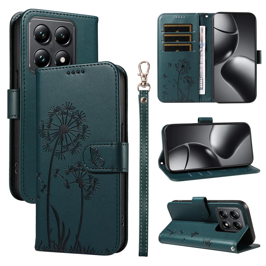 For Xiaomi 14T Leather Case Wallet Phone Cover Dandelion Imprint