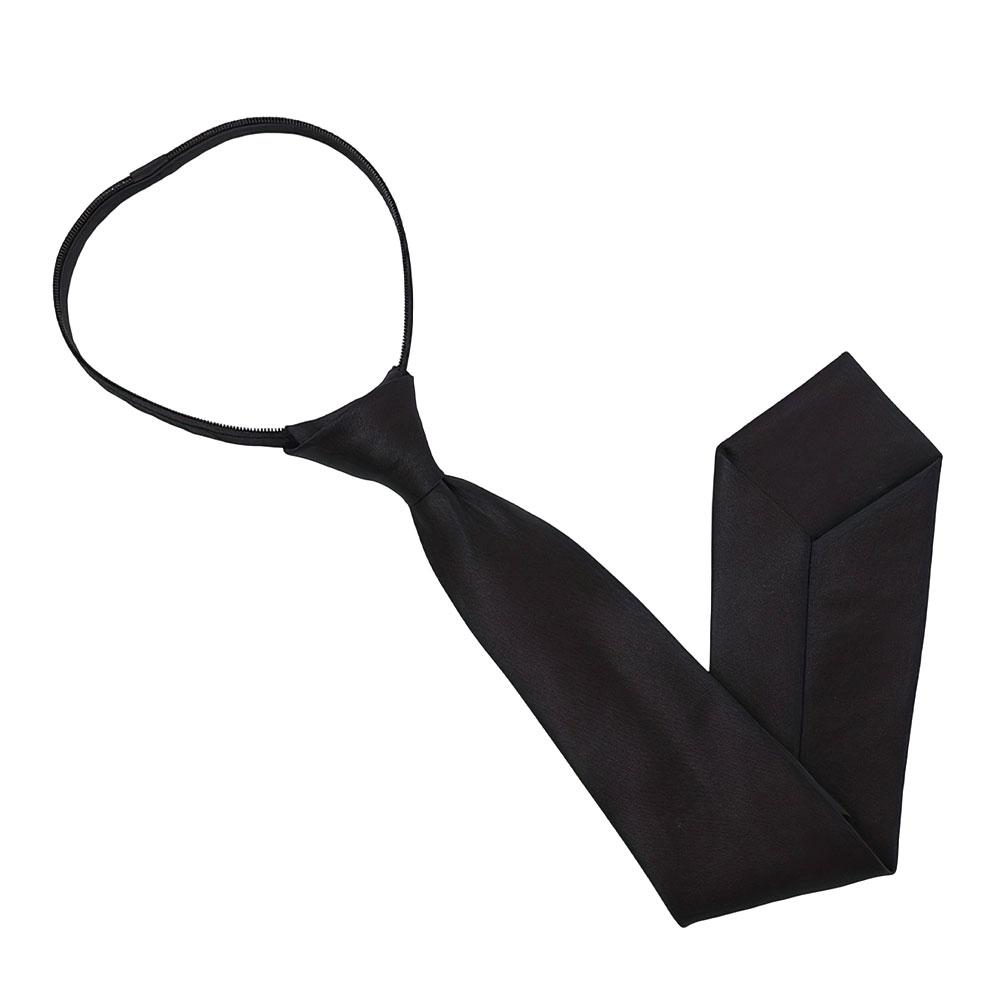 Unisex Schwarze Einfache Reißverschluss Krawatte Zum Anstecken Schlicht Elegant All-Match Faulenzer Krawatte Für Männer Frauen Schüler Uniform