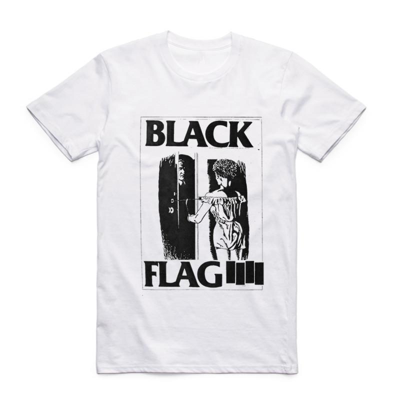 2019Fashion Men Print Black Flag T-shirt Short Sleeve O-Neck Summer Punk Rock Band Henry Rollins Large Bar Casual Top Tee Tshirt