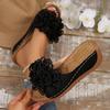 2025 European and American fashion casual flat-bottomed large-size slippers female flower lazy one pedal open-toe one-word slippers female