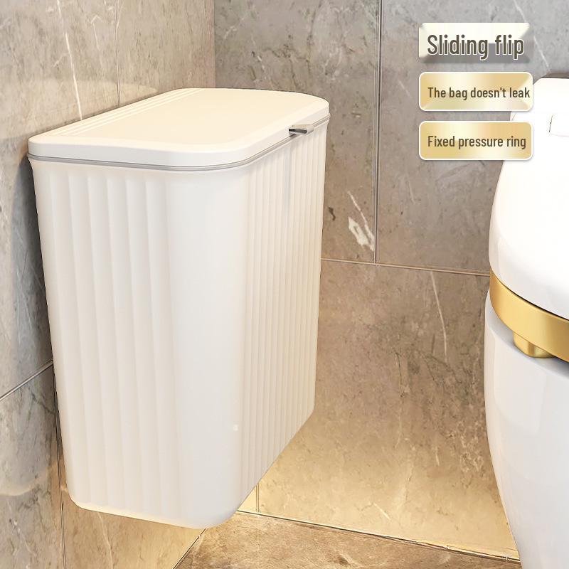 Wandmontierter Badezimmer- & Küchenmülleimer mit Deckel - Große Größe, Keine Installation erforderlich, Doppelte Verwendung für Toilette & Küche.