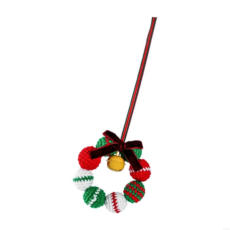 Santa Knitted Wreath Handcrafted Christmas Hanging Decoration For Home Festival Party