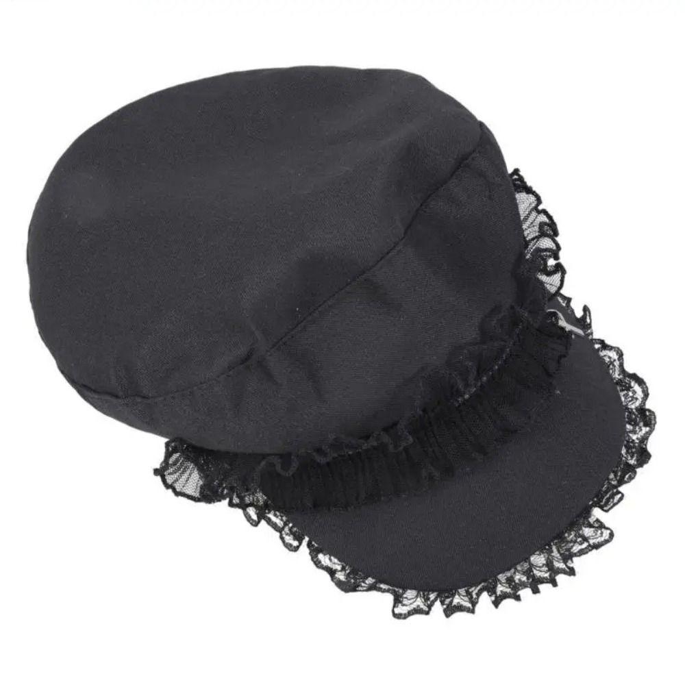 Cool Black Y2K Hat Girl Double Layer Lace Outdoor Sun Hat Versatile Lace Beret Caps  Women Ladies