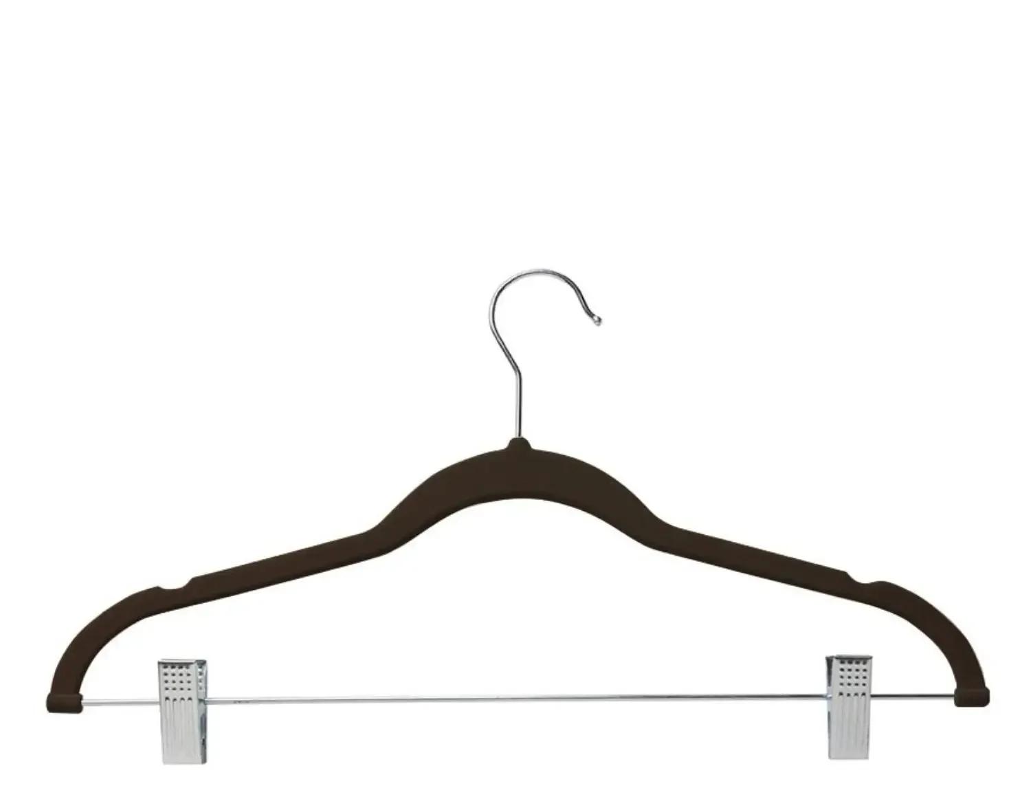 

5 Pcs/lot Garment Suit Multifunction Clothes Hangers with Clips Non-Slip Closet Laundry Wardrobe Organizer Drying Rack Velvet 42CM чорний