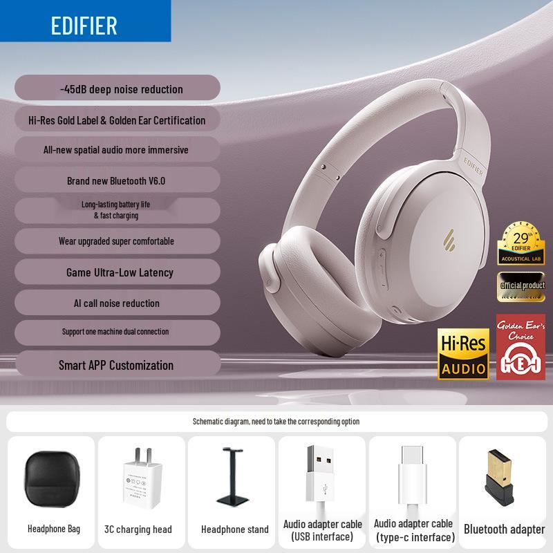 Edifier MT6PRO Bluetooth Noise-Cancelling Over-Ear Headphones for Gaming and Computer Use