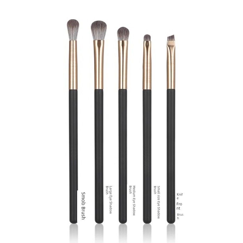 

New Arrival Black Big Small Size Professional Travel Eye Brush Black Shine 5-Piece Eye Brush Set