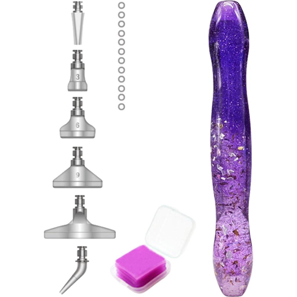 Harts 5D Diamantmålning Konst Prickborrpenna Kit med 6 Borrpenna Plockhuvuden och 1 Lera Diamantmålning Penna för Barn Vuxna