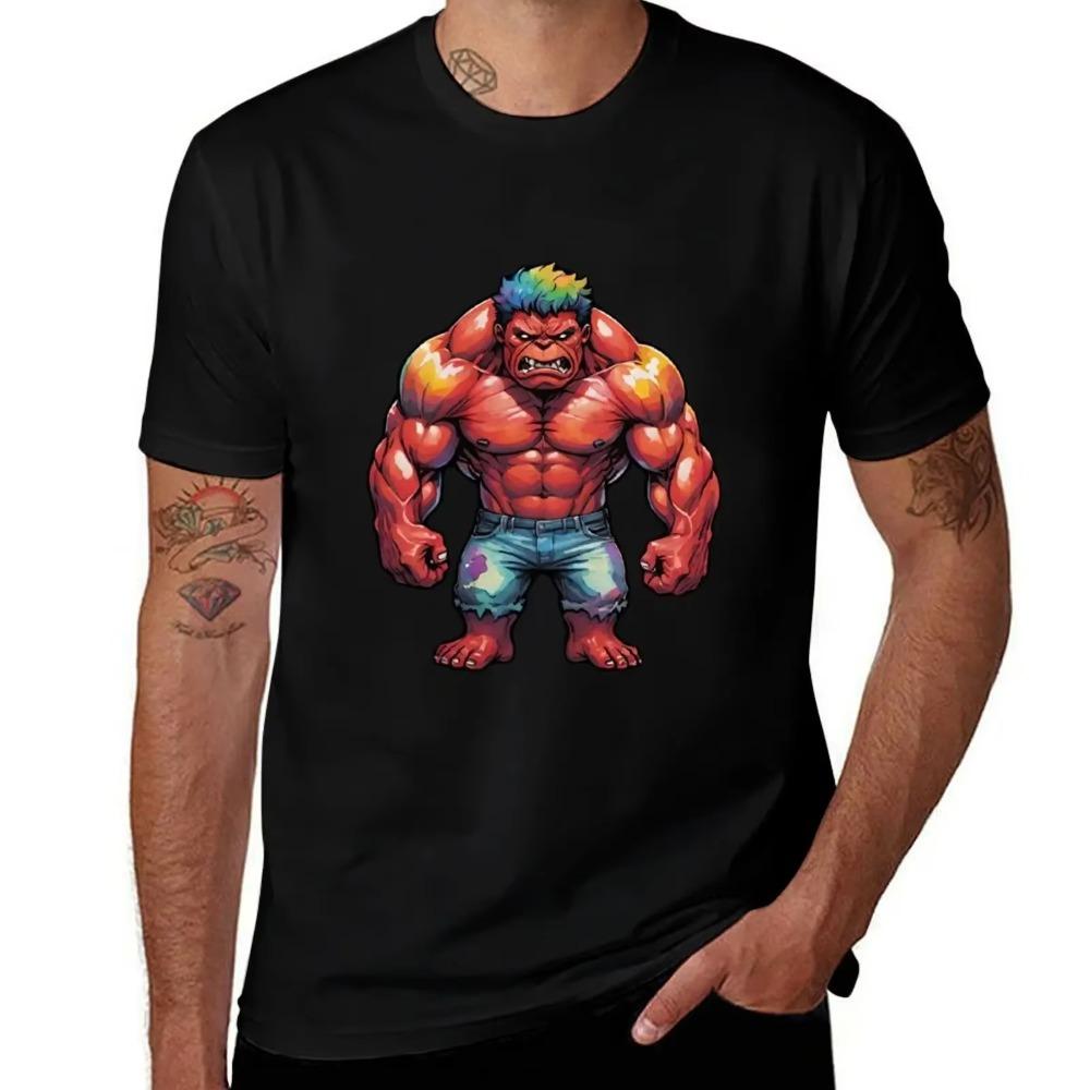 Red Hulk T-Shirt Short Sleeve Tee Funny Costumes Basketball Graphic Tees Clothes Mens Vintage T Shirts