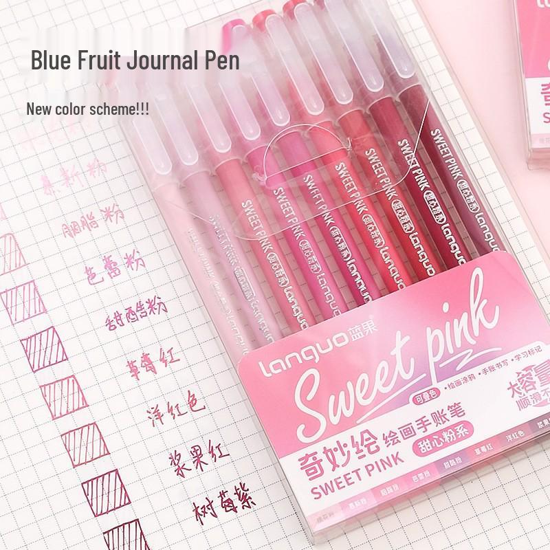Blue Fruit Journal Pen Set: High-Capacity Neutral Pens for Drawing, Note-Taking, Highlighters, and Fine Tip Pens