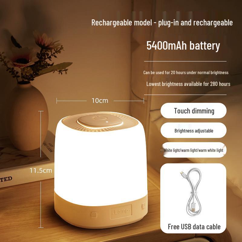 Rechargeable Night Light for Bedroom: Sleep-Friendly, Eye-Caring Bedside Lamp for Postpartum Breastfeeding and Children's Rooms