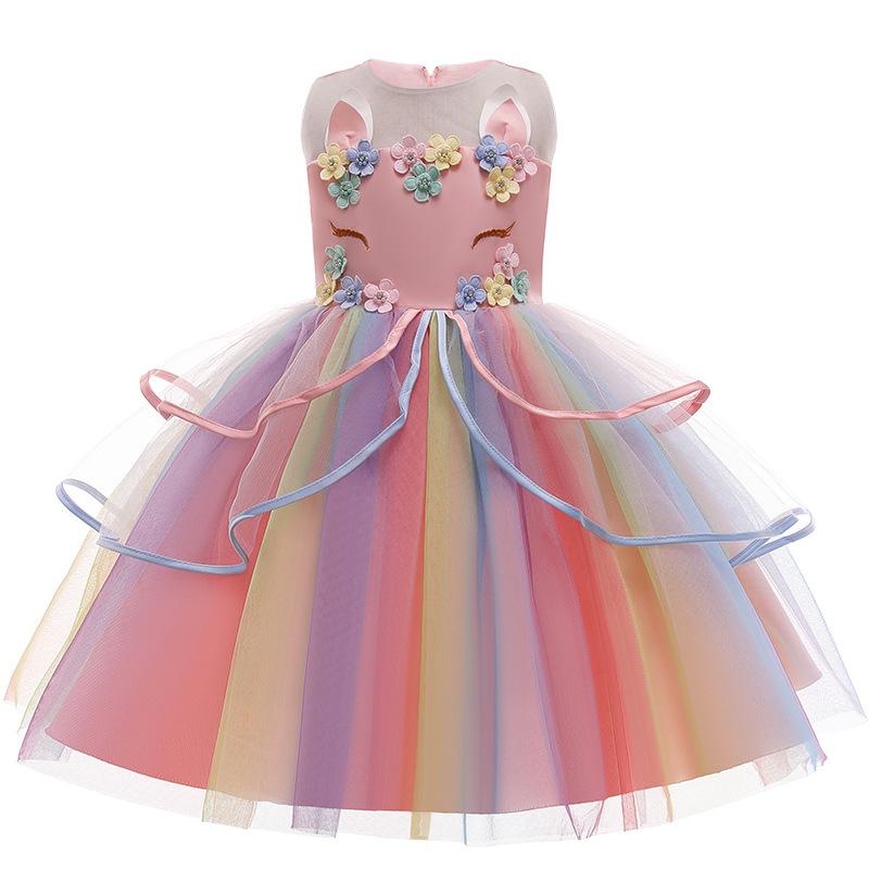 Unicorn Tutu Dress for Girls - Rainbow Princess Birthday Party Dress + Halloween Costume, 2-in-1 Kids Fancy Dress