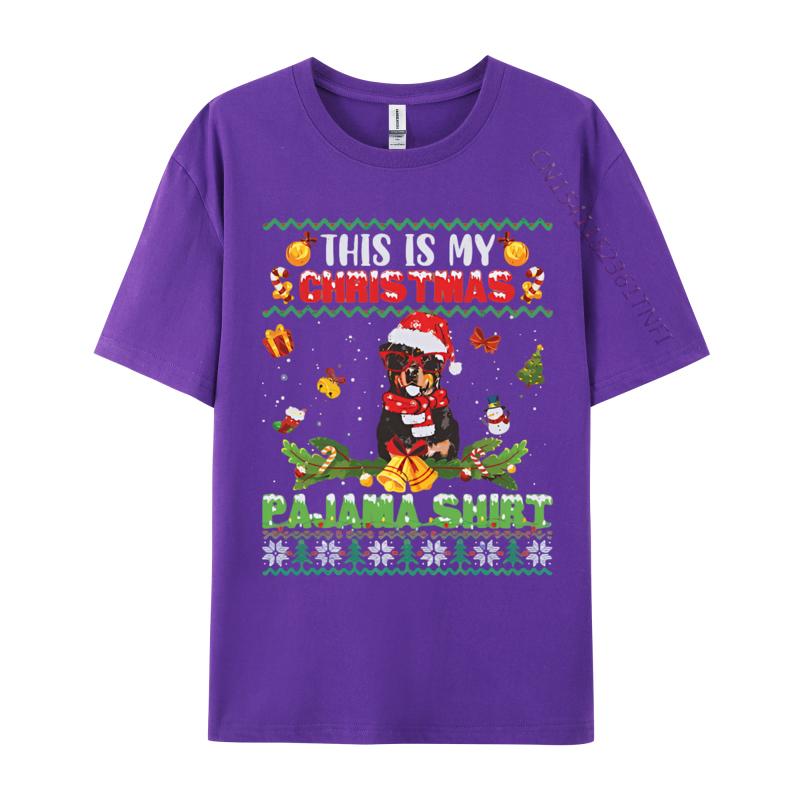 Funny Rottweiler Christmas Pajama T Shirts Hot Sale Hip Hop Cotton Mens T Shirt 3D Style Printed TShirt