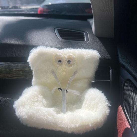 Autosedačka pro panenky Dekorativní sedačka na pohovku s chlupatým polštářem a opěrkou hlavy pro ozdobu do mřížky ventilace auta k vystavení panenky hračky