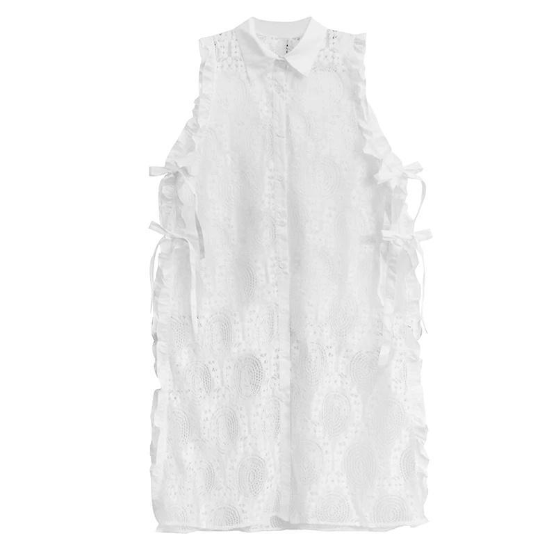 

XITAO кружевное бандажное платье без рукавов с вырезами DMJ4132 One Size белый