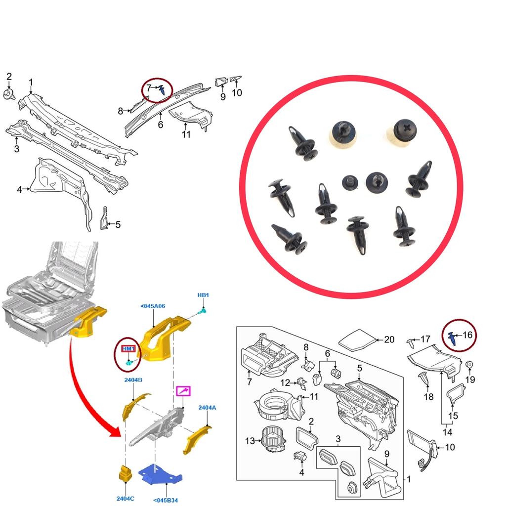 ECF5078 10 Pieces Push-Type Retainer Fastener Fixing Clips for Ford Focus Mondeo Transit Ka Connect Custom W703243-S300 1060989