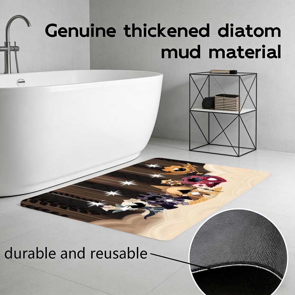 Anime 7-Cookie Run Kingdom Floor Mat Diatomite Bath Mat, Quick Dry Absorbent Non-Slip Door Mat