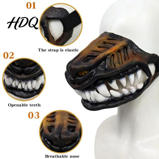 Themed Party Dog Attire Hell Hound Muzzle for Dogs Scary Natural Latex Beast Costume Mask Hellhound Headgear Dogs with Adjustable Straps Halloween