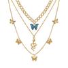Creative Simple Temperament Women's Necklace Lovely Atmosphere Blue Butterfly Snake Necklace 3-piece Set