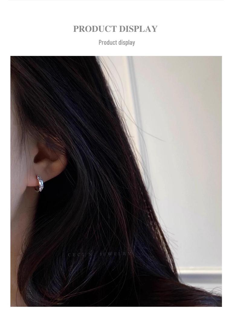 Boucles d'oreilles géométriques en argent sterling S925 et zircon - Élégantes boucles d'oreilles de luxe françaises pour femmes