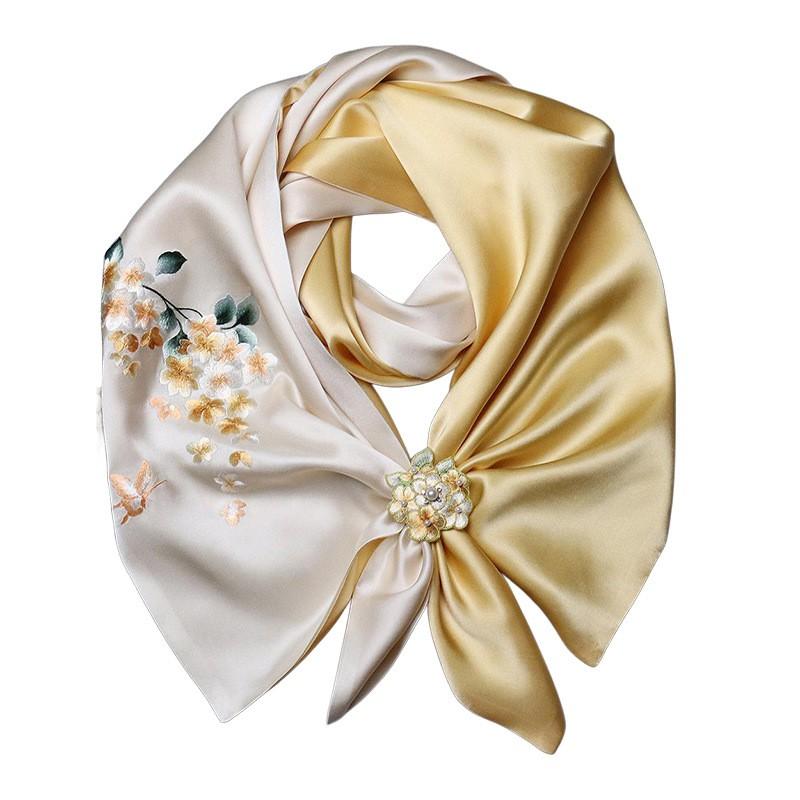 Suzhou Hand Embroidery Silk Scarf Set Double-sided Mulberry With Buckle New Chinese Style All Season