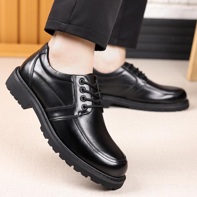 Fashion Business Formal Big Head Platform Shoes for Men Fashion Casual Autumn New Designer Black Lace Cow Leather Men's Shoes