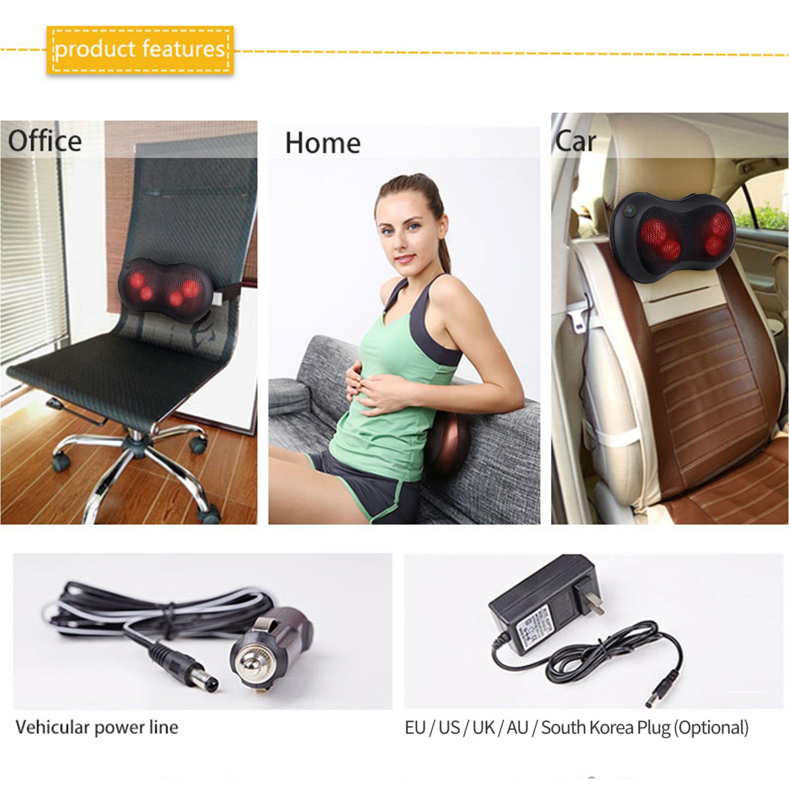 

Массажная подушка Электрический массажер для плеч, спины, талии и шеи, 3 режима, массажная подушка для глубокого разминания для