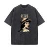 Retro Girl Blue Art Washed Vintage TShirts Street Hip Hop Retro Punk T Shirt