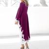 Women's  Long-sleeved Casual O-neck Pullover Irregular Hem Solid Color Lace Dres