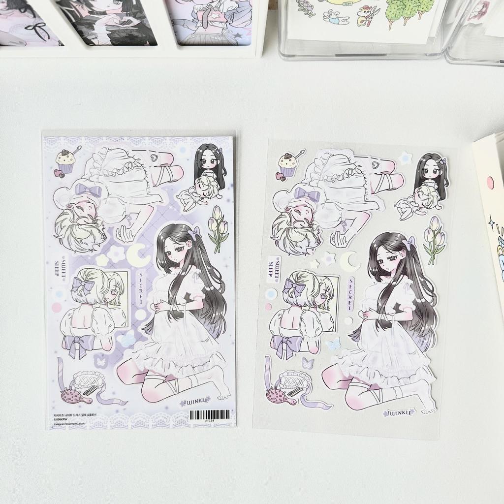 Korean Socialite Girl Character Stickers & Stylish Phone Case Journal DIY Set