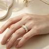 Multicolor Gold-Plated Open Adjustable Heart Ring - Luxury Finger Jewelry