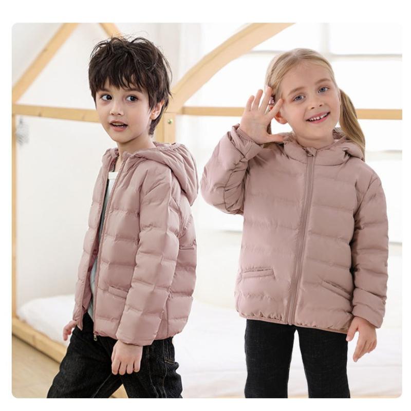 Children's Down Jacket White Duck Down Seamless Kids' Wear Hooded Lightweight Style Boys' & Girls' Coats Large, Medium, Small Sizes