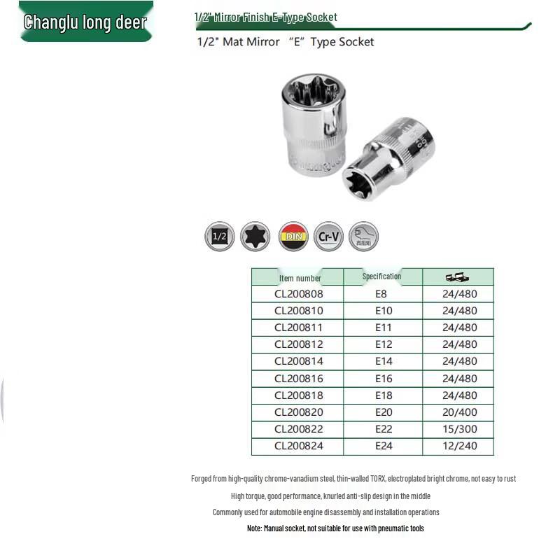 Changlu 1/2 Inch Drive E18 Torx Socket