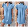 Summer Fashion Versatile Lotus Leaf Sleeve V-neck Dress