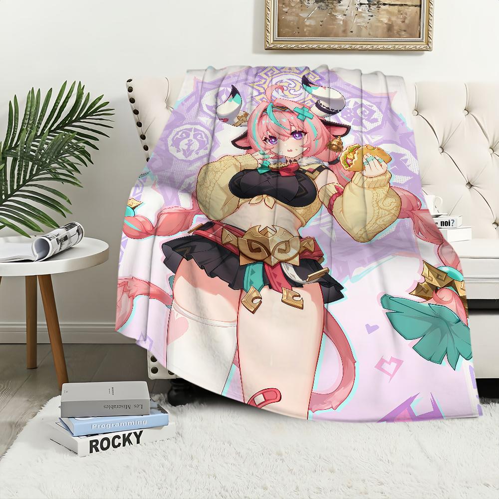 warm comfort soft Varesa plush blanket for sofa living room office NEW bedroom travel Genshin Impact gift single-sided printed