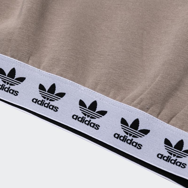 adidas Felpa da donna a maniche lunghe con cappuccio e coulisse con stampa logo Trefoil originale marrone HB6032